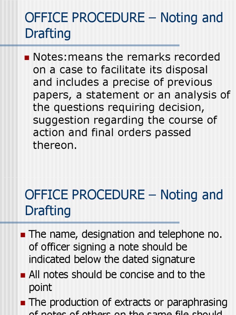 Noting and Drafting Procedures Guide | PDF | Conversation | Virtue