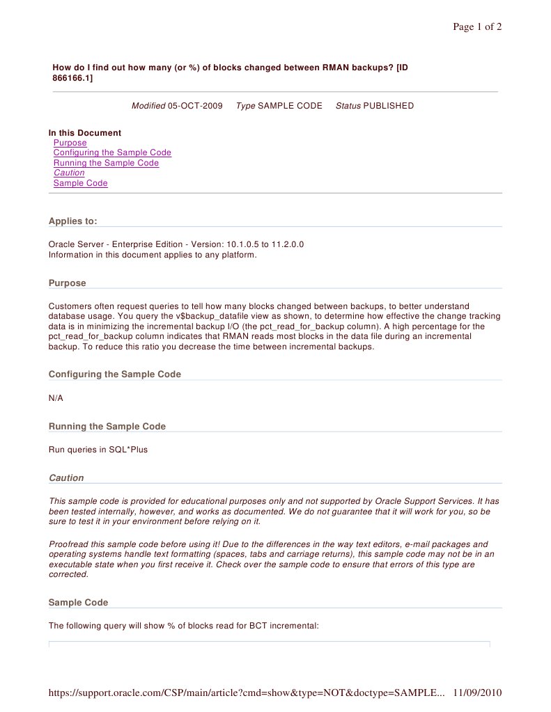 RMAN Blocks Changed Between RMAN Backups PDF Backup Oracle Database