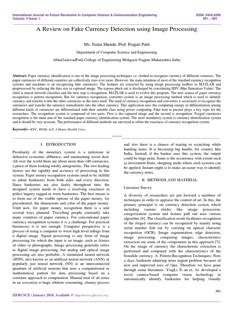 Fake Currency Detection via Image Processing | PDF | Artificial Neural ...