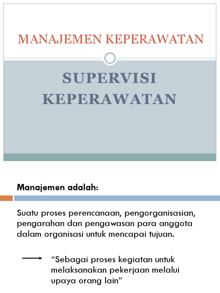 Manajemen Keperawatan Supervisi Ppt
