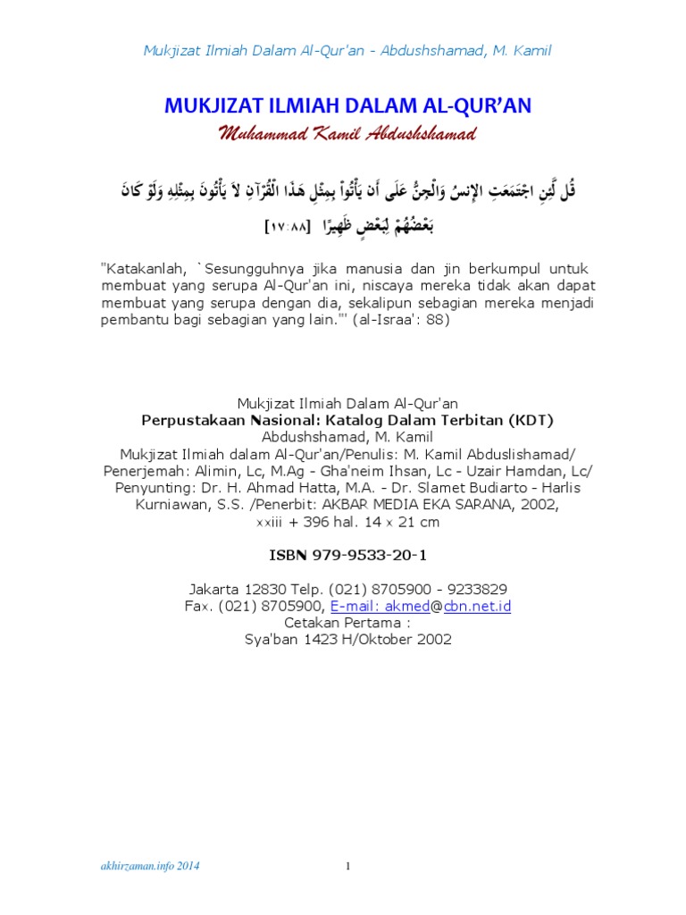 Mukjizat Ilmiah Dalam Al Quran Pdf