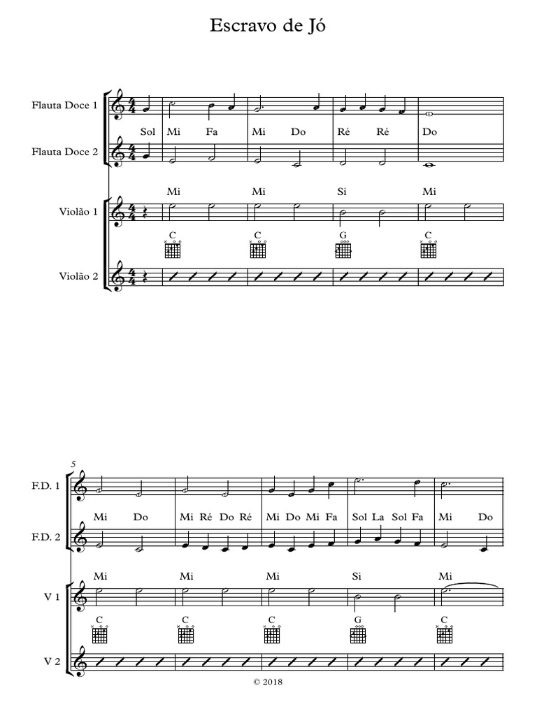 Escravo De Jo Partitura Completa