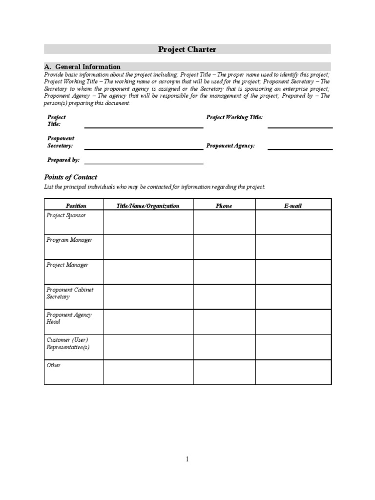 Project Charter Template 1.3 | PDF | Project Management | Business