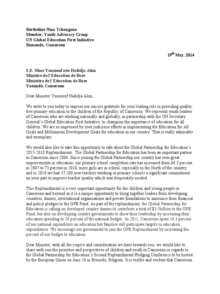 A SAMPLE OF A LETTER TO THE COMMISSIONER OF EDUCATION IN NIGERIA visual data 2