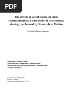 The Effects of Social Media On Crisis Communication: A Case Study of The Response Strategy Performed by Research in Motion