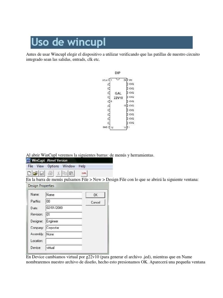 Guía para usar WinCupl con GAL22V10 | PDF | Puerta lógica | Tecnología ...