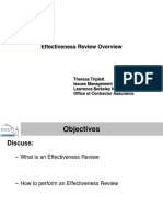 Effectiveness Review Overview