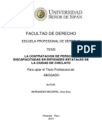 La Contratacion de Personas Discapacitadas en Entidades Estatales de La Ciudad de Chiclayo