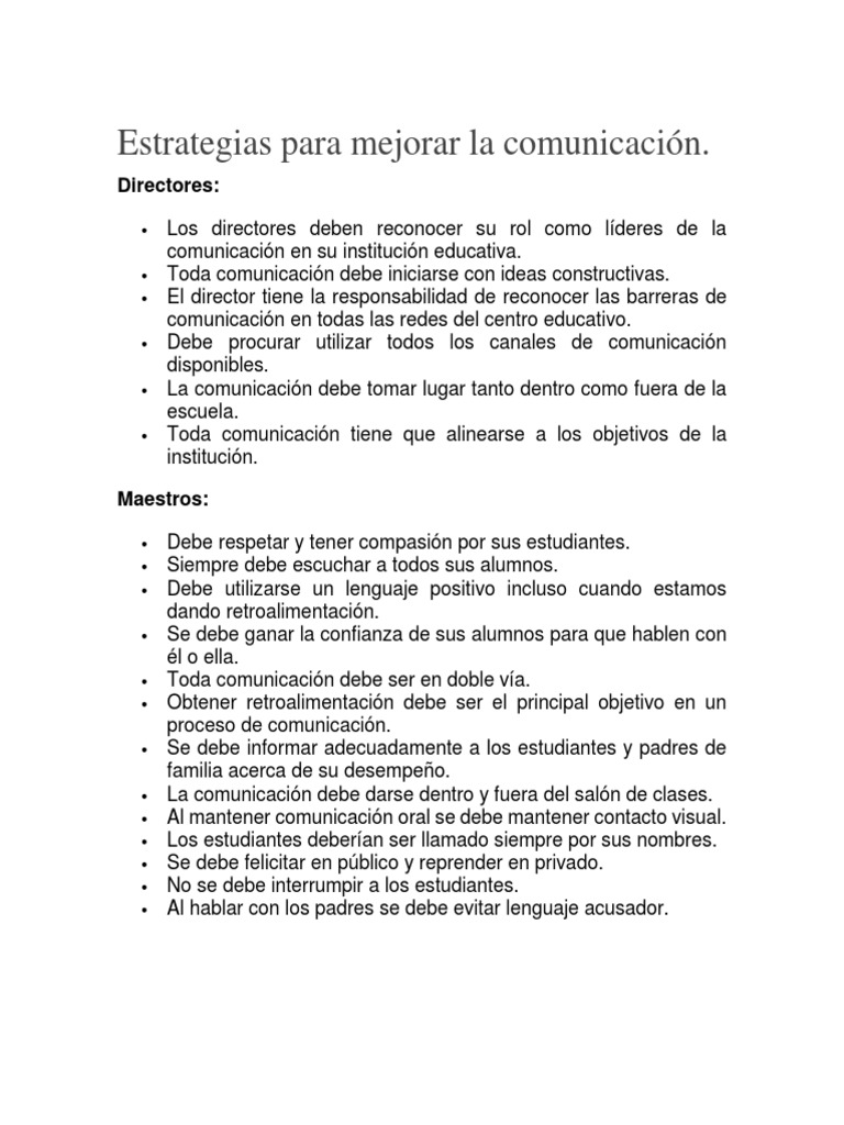 Estrategias para Mejorar La Comunicación | PDF | Crecimiento personal y ...