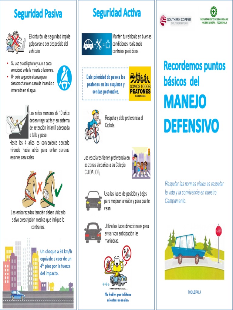 Triptico Manejo Defensivo PDF Peatonal Bienestar