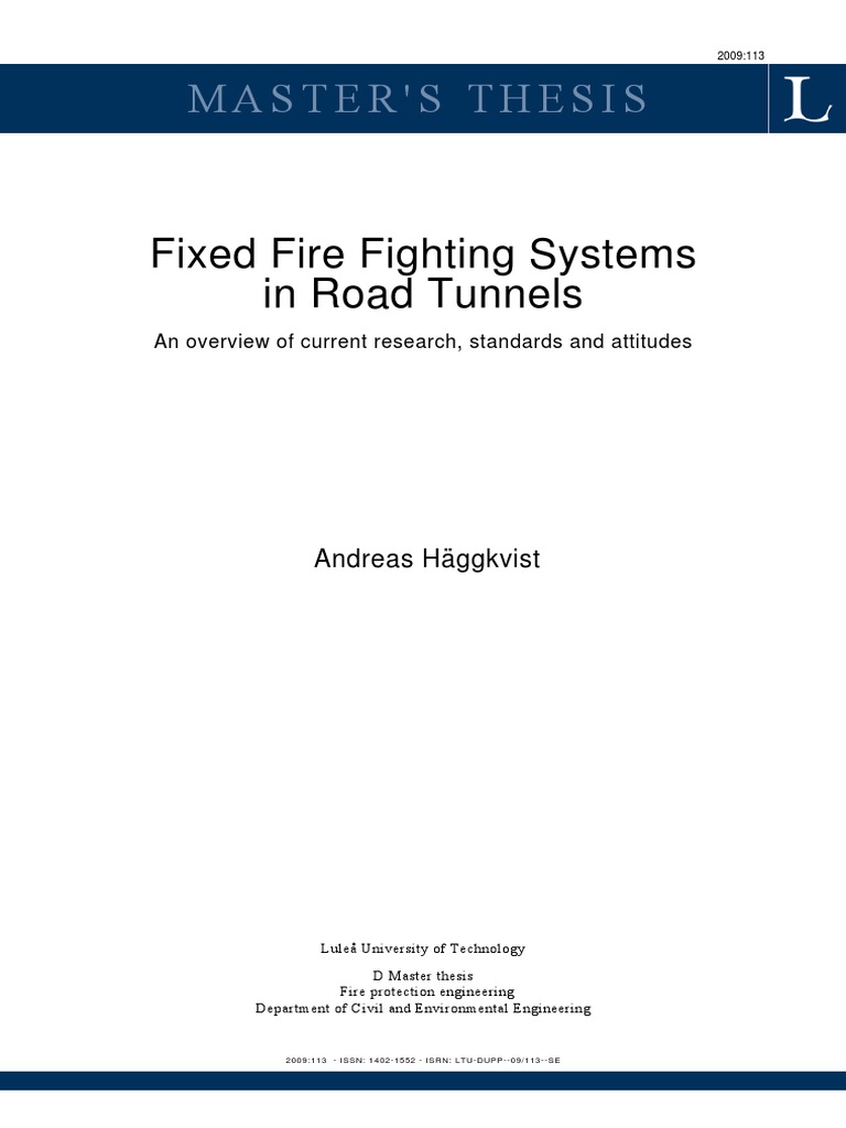 Fixed Fire Fighting Systems In Road Tunnels Pdf Fire Sprinkler