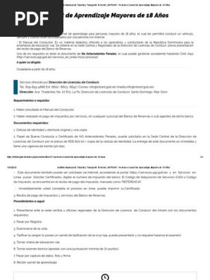 Permiso O Carnet De Aprendizaje Mayores De 18 Anos Pdf Pdf Licencia De Conducir