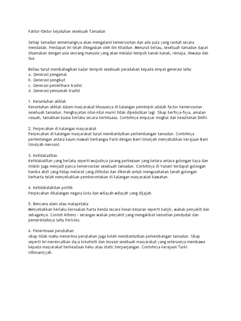 Faktor Kejatuhan Tamadun Pdf