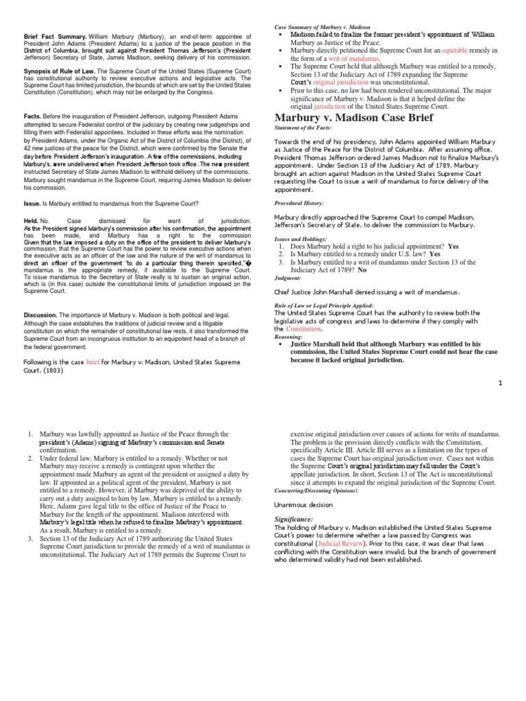 😎 Marbury v madison case brief summary. Marbury v. Madison 5 U.S