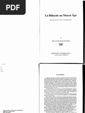 La Bithynie Au Moyen Age - 