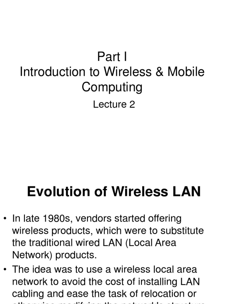 Introduction To Wireless & Mobile Computing | PDF | Wireless Lan ...