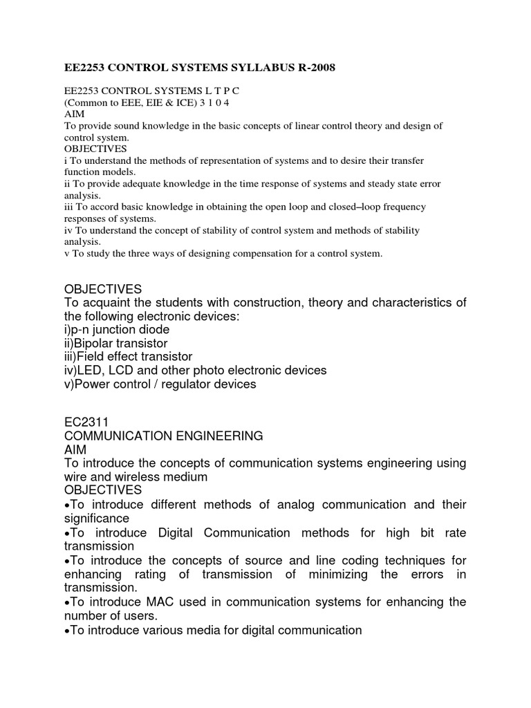 Control & Communication Systems | PDF | Technology & Engineering