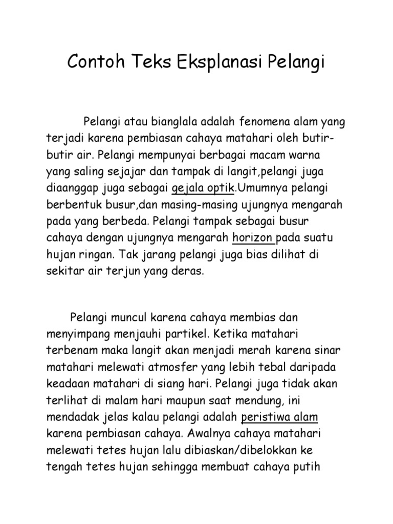 Contoh Teks Eksplanasi Pelangi