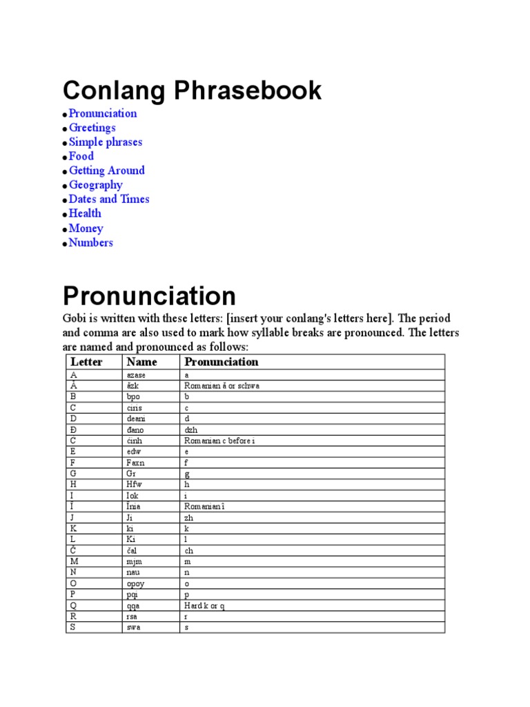 Gobi Conlang Phrasebook Guide | PDF | Currency | Money