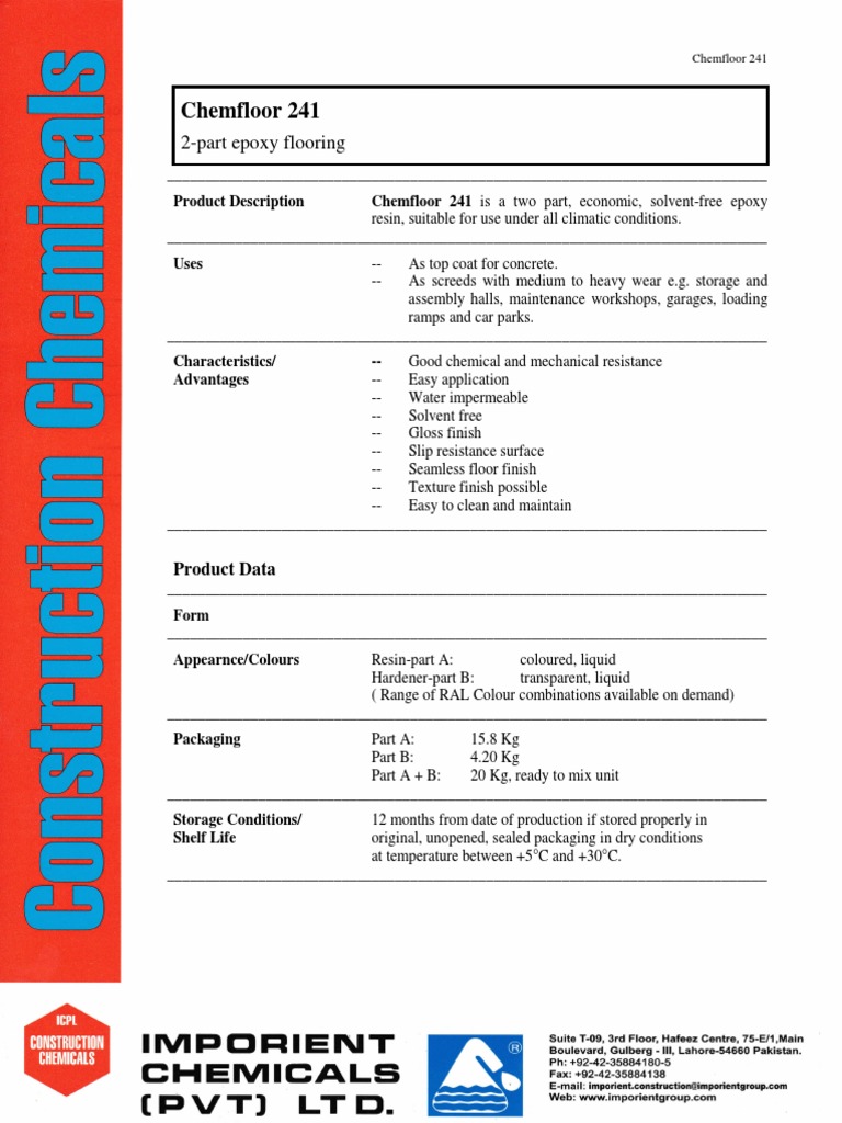 Chemfloor 241 PDF Epoxy Relative Humidity