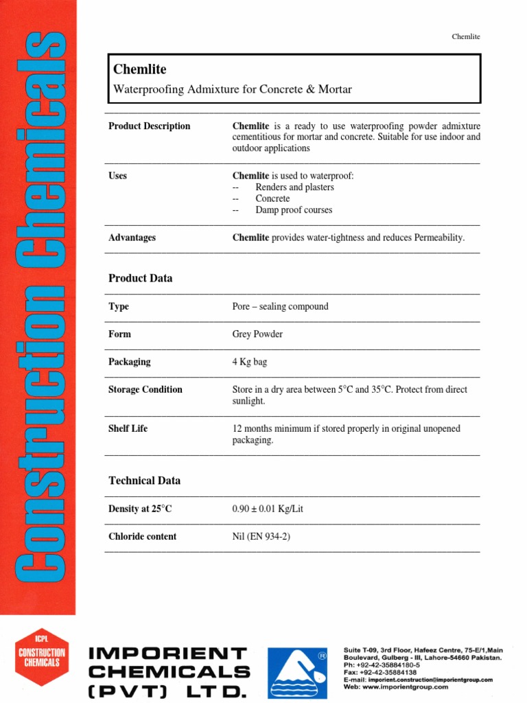 Chem Lite | PDF | Mortar (Masonry) | Concrete
