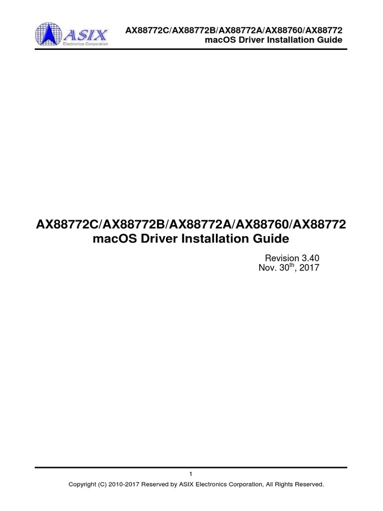 AX88772C 772B 772A 760 772 MacOS Driver Installation Guide v340 | PDF ...