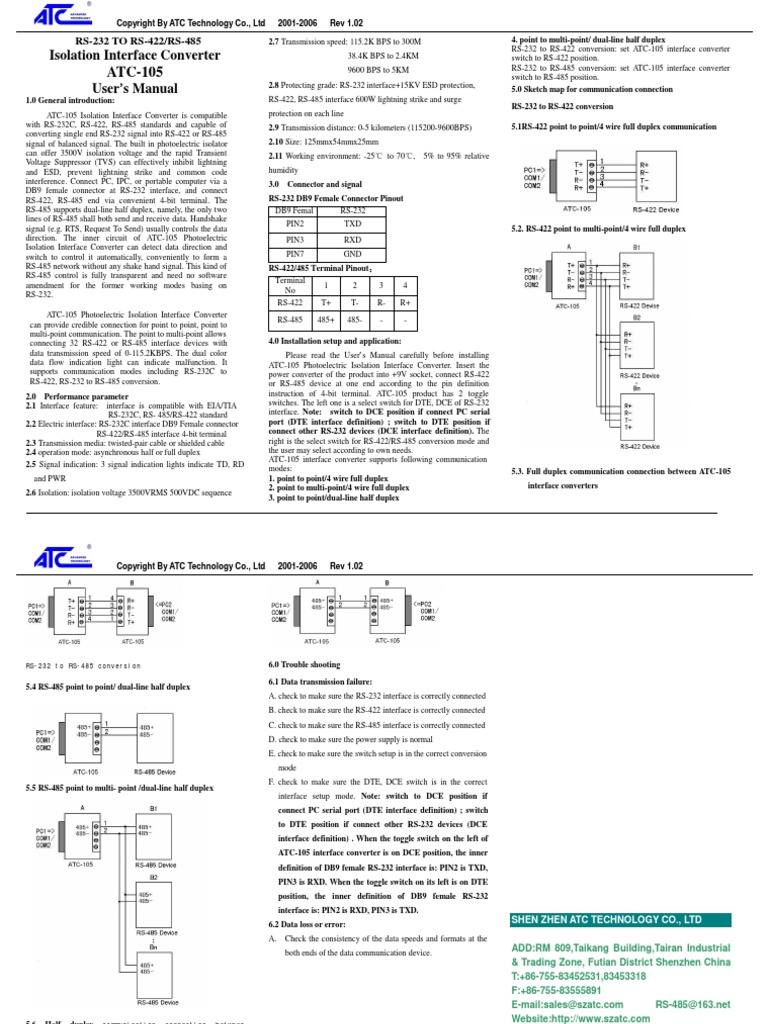 ATC-105 User's Manual PDF | PDF | Electrical Connector ...