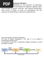 Scope and Importance of Logistics Management