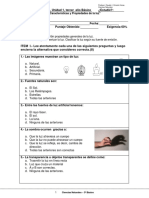 3Basico - Evaluación N°1 Ciencias la luz