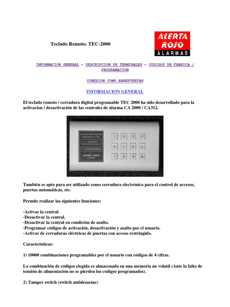 Teclado Remoto TEC-2000: Guía de Uso | PDF | Teclado | Diodo emisor de luz