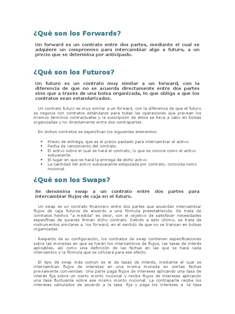 Qué Son Los Forwards | PDF | Swap (Finanzas) | Opción (Finanzas)