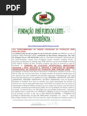 Prt 948678 Ata Extraordinária Da Fundação José Furtado Leite.
