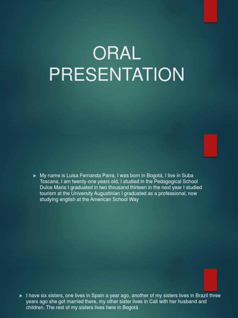 purpose of oral presentation pdf