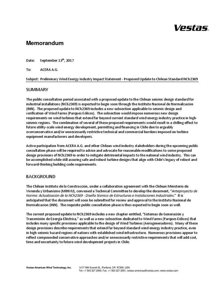 NCh2369 Update Impact on Chilean Wind Energy | PDF | Wind Power | Wind ...