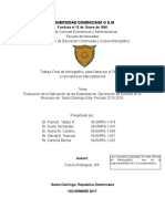 Evaluación de La Saturación de Las Empresas de Decoración de Eventos en El Municipio de Santo Domingo Este, Período 2015-2016 PDF