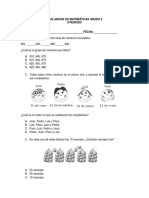 Evaluacion de Matemáticas Grado 3 II Periodo