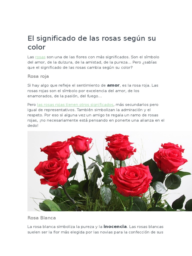 Significado de las rosas por color | PDF | Rosa | Color