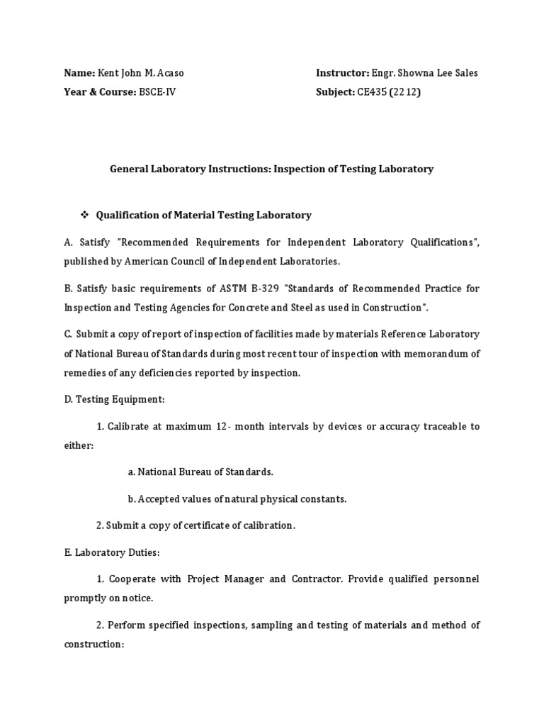 Material Inspection Guidelines for Labs | PDF | Calibration | Laboratories