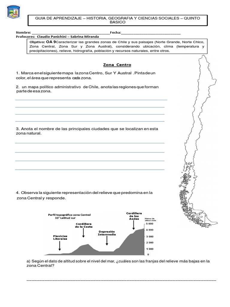 Zonas Naturales de Chile para Quinto Básico | PDF | Chile | Clima