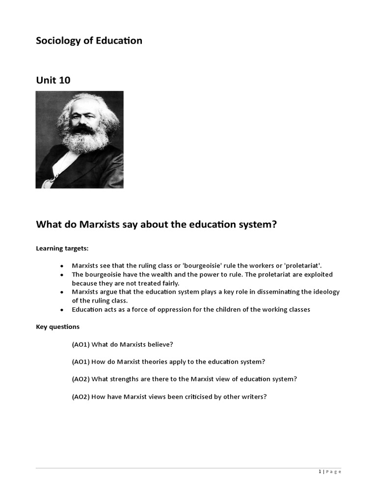 Marxist Perspectives on Education System | PDF | Marxism | Karl Marx