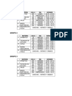 Grupos y Horarios, Aprestamiento 2-2018