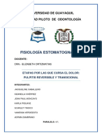 Fisiología estomatognática: Etapas del dolor pulpar reversible y transicional