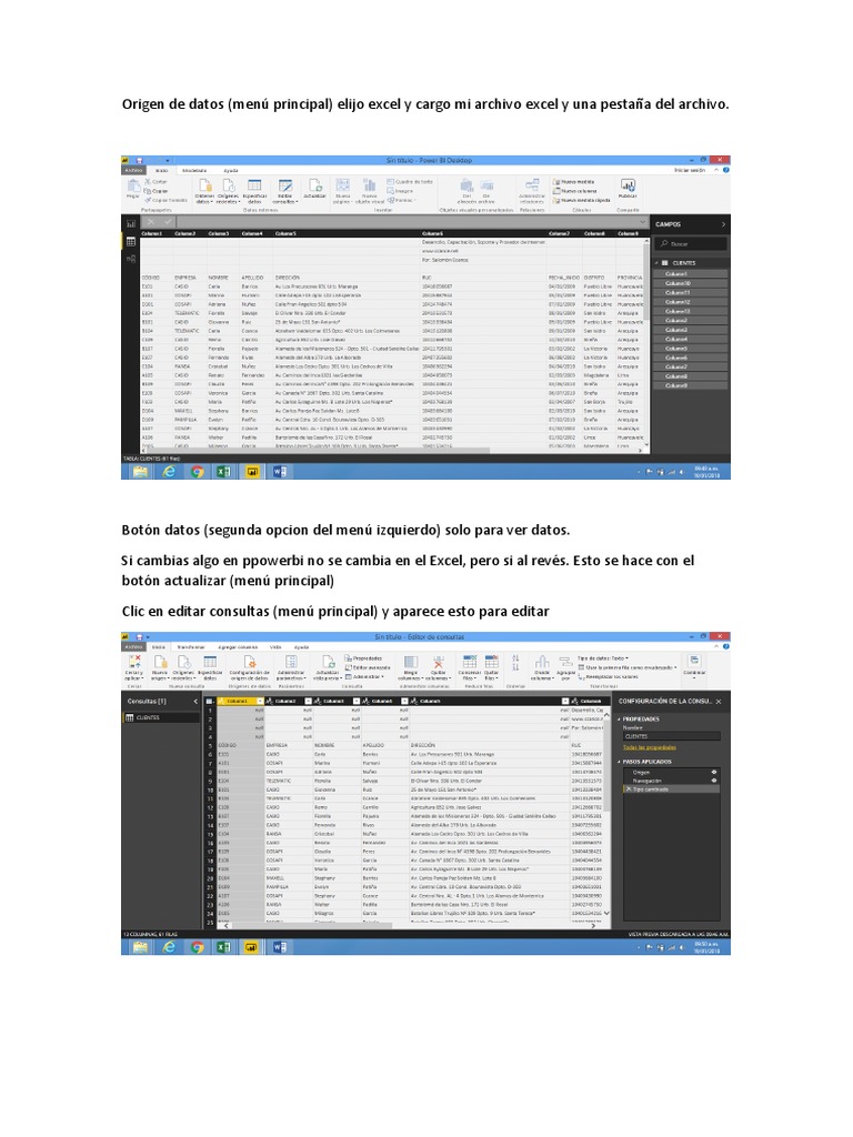 Uso de Power BI con Excel y Datos | PDF | Tabla (base de datos ...