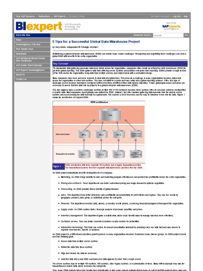 5 Tips For A Successful Global Data Warehouse Project | PDF