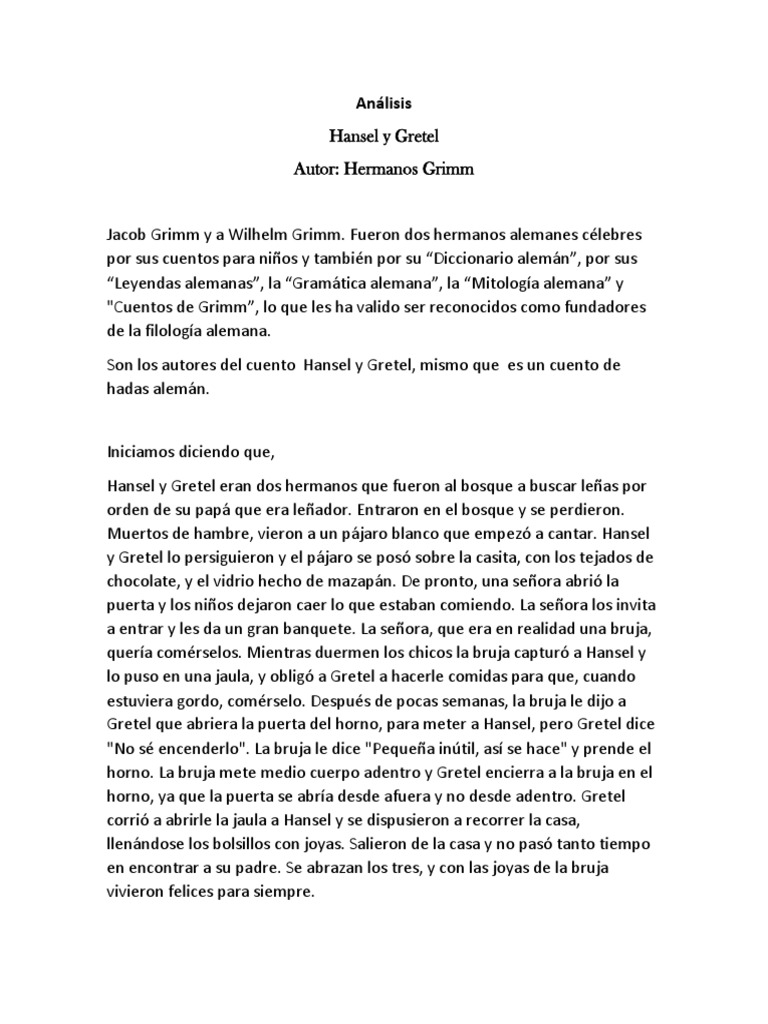 Análisis Hansel y Gretel Hansel y Gretel Ficción y literatura