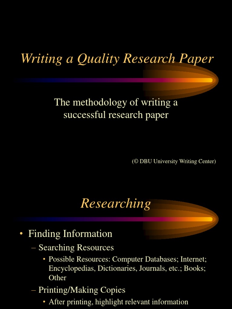 Writing A Quality Research Paper PDF