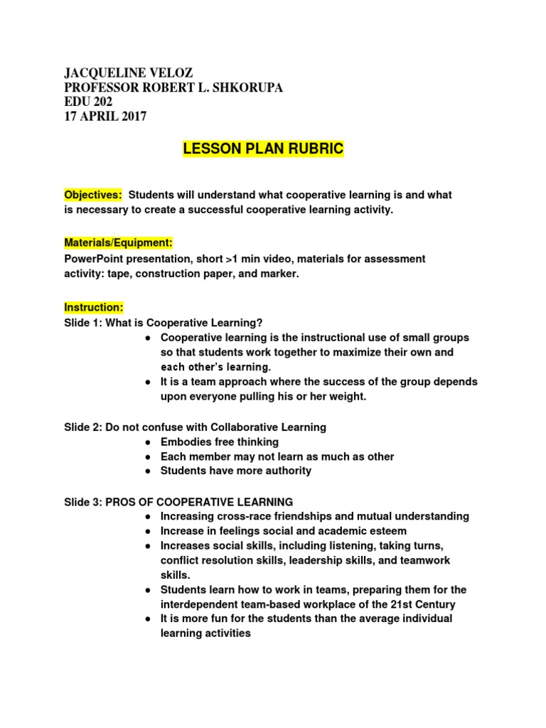 Lesson Plan | PDF | Applied Psychology | Learning