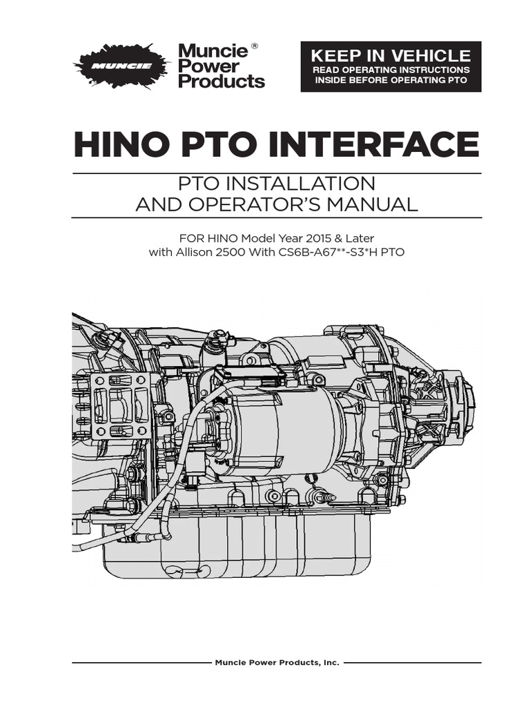 IN16-03 HINO PTO Wiring Instruction Manual | Manual Transmission | Transmission (Mechanics)