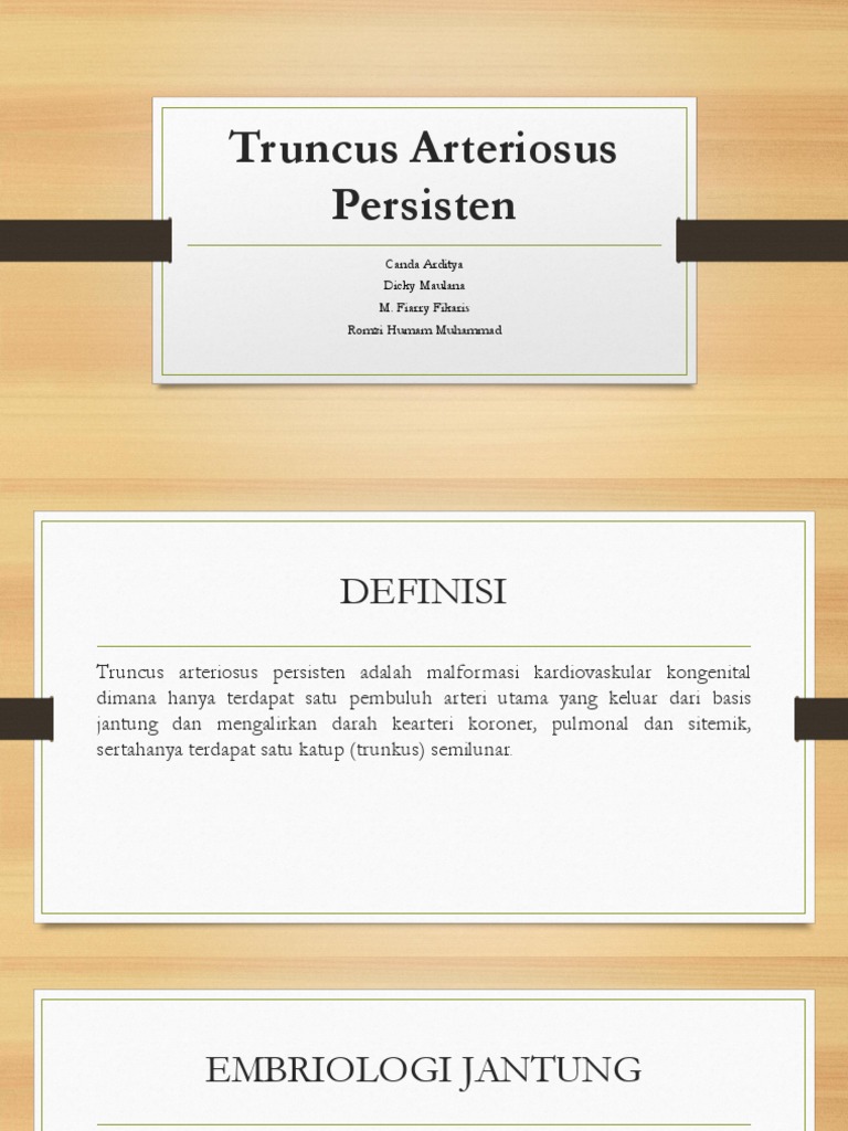 Truncus Arteriosus Persisten: Definisi dan Diagnosis | PDF | Perjalanan