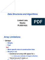 Data Structures and Algorithms: Linked Lists Stacks PLSD210 (Ii)